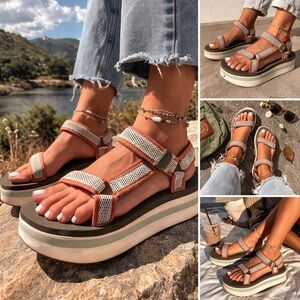 Teva Platform Hiking Sandals 7 Flatform Universal Sport Trail Sandals Sage Rust
